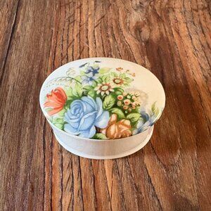 Vintage Karen Carson Porcelain Trinket Box-3" Long X 1.5" Tall-Used Like New